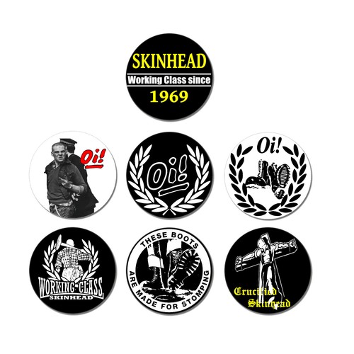 Button skinhead set - 7, stk